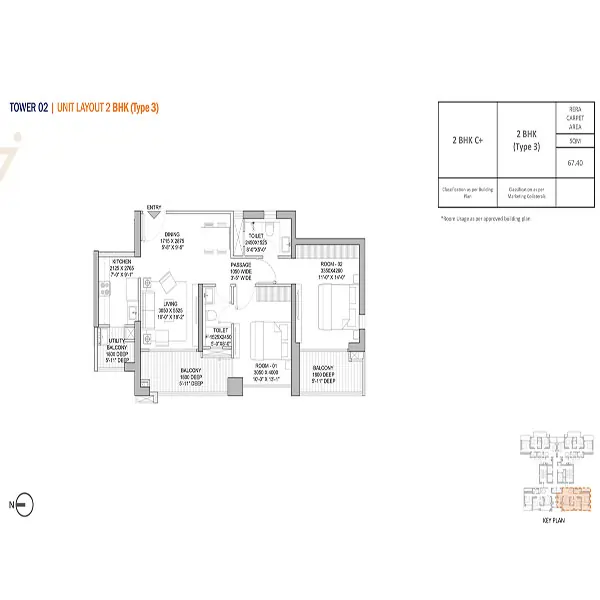 Godrej Zenith Floor Plan Download - 2 BHK Size 1260 SQFT