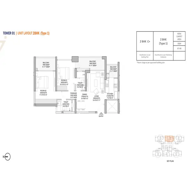 Godrej Zenith Floor Plan Download - 2 BHK Size 1267 SQFT