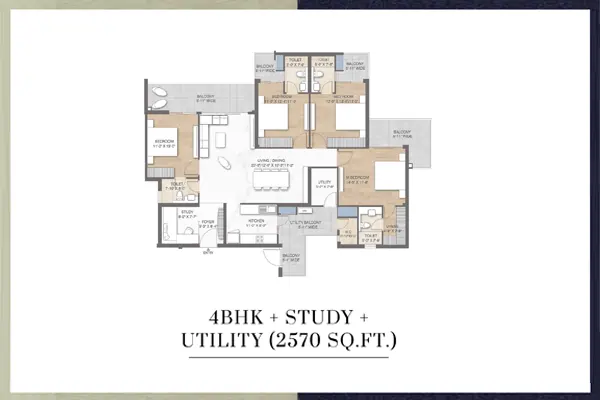 M3M Crown Floor Plan 4 BHK+STD+SQ 2570 Sq.Ft - Sector 111 Dwarka Expressway Gurgaon