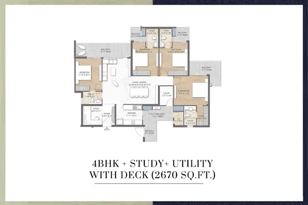 M3M Crown Floor Plan 4 BHK+STD+SQ+DECK 2670 Sq.Ft - Sector 111 Dwarka Expressway Gurgaon, Near Delhi Airport
